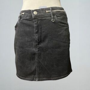 True Religion (Joan Smalls) Black Denim Mid-Rise Mini Skirt